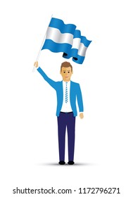 man waving an Argentina flag