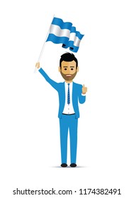 man waving an Argentina flag