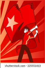 Man waving a communist flag