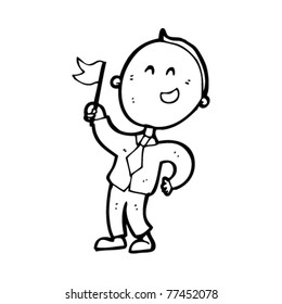 man waving flag cartoon