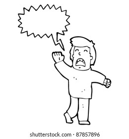 man waving goodbye and shouting cartoon