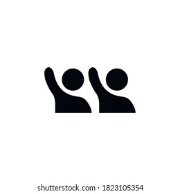 Man waving hand vector icon
