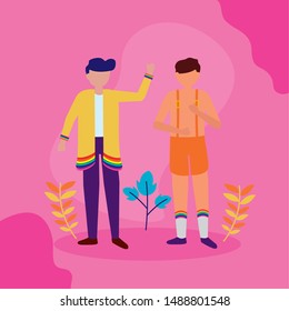 man waving hands queer community lgbtq vector illustration