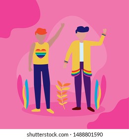 man waving hands queer community lgbtq vector illustration