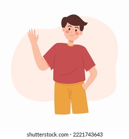 Man waving his hand. People concept illustration