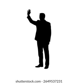 Man waving silhouette vector flat illustration design.