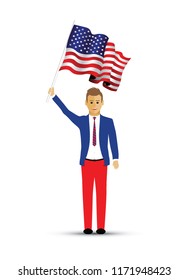 man waving a usa flag