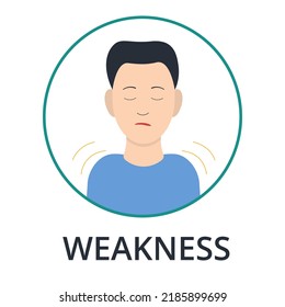 Man with weakness.Flu, coronavirus. monkeypox symptoms information. Flat style, vector illustration.
