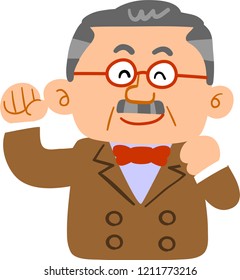 Man of wealthy people with a fulfilling smile presents Upper body