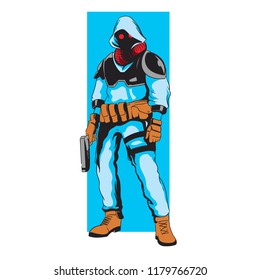 Man with weapon mascot character