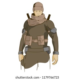 Man with weapon mascot character