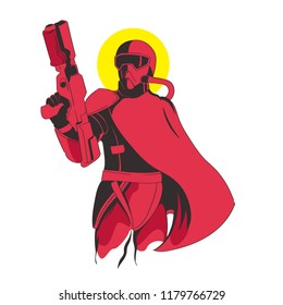 Man with weapon mascot character