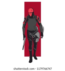 Man with weapon mascot character
