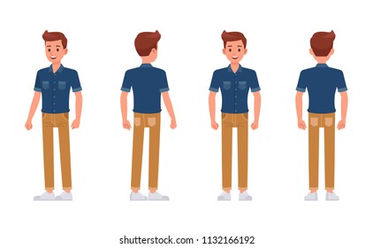 Man wear blue jeans shirt character vector design.