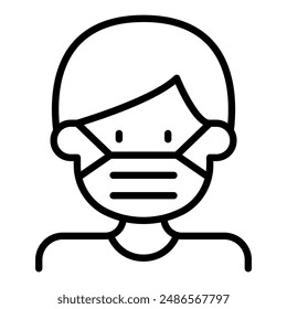 Icono de máscara facial de hombre en Diseño gráfico de Ilustración vectorial de estilo de línea delgada 