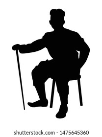 The man wear Thai national culture dress silhouette vector