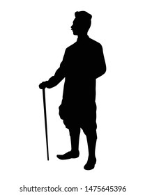 The man wear Thai national culture dress silhouette vector