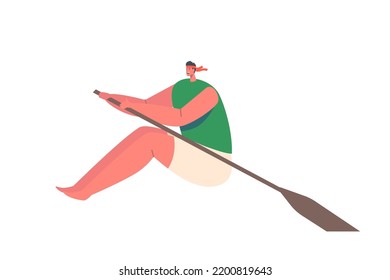 Man wear Uniform during Boating Racing Competition. Male Character Rowing with Paddle. Strong Healthy Sportsman or Athlete Isolated on White Background.Cartoon People Vector Illustration