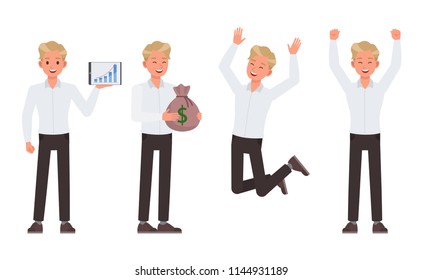 Man wear white shirt character vector design.