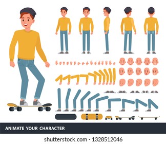 Man Wear Yellow Shirt Character Vector Design. Create Your Own Pose.