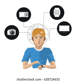 man wearable technology internet things icons