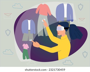 Man Wearing 3D VR Headsets to Metaverse World - VR and AR Technology Futuristic Concept Illustration 