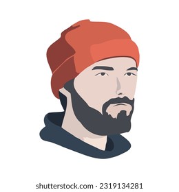 A man wearing beanie hat vector illustration