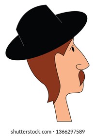 Hombre usando ilustración vectorial de sombrero negro en fondo blanco