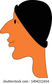 A man wearing a black hat, vector, color drawing or illustration. 