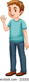 A man wearing blue t shirt cartoon illustration