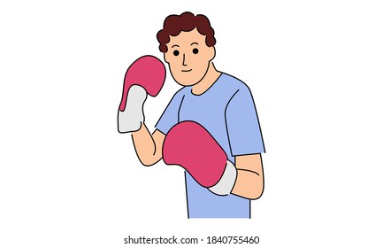 Man wearing boxing gloves sport