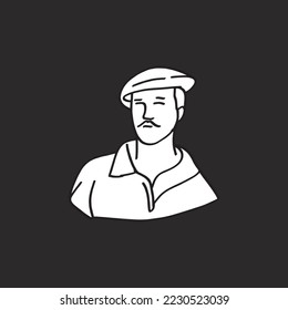 a man wearing a British hat vector illustrative