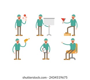Mann trägt Mütze Zeichen Satz Vektor-Illustration