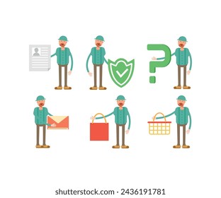 man wearing cap characters set vector illustration