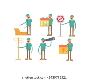 man wearing cap characters set vector illustration