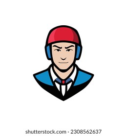 man wearing cap professional gaming symbol logo vector illustration template design 