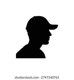 a man wearing cap silhouette icon vector flat design.
