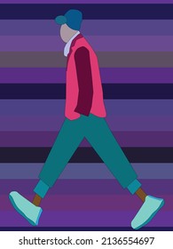 a man wearing casual and trendy clothes on a colorful background