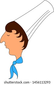 Man wearing a chef hat, illustration, vector on white background.