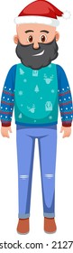 A man wearing Christmas outfits on white background illustration