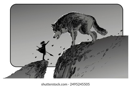 A man wearing a cloak extends his hand towards a large husky, capturing a moment of connection and trust.