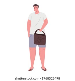 hombre vestido de ropa por verano temporada de vacaciones diseño de vectores