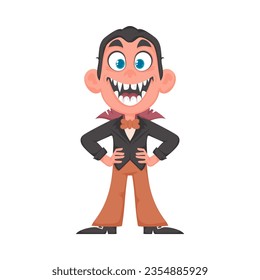 A man wearing a costume as a vampire. This is a Halloween-related topic. Cartoon style, Vector Illustration