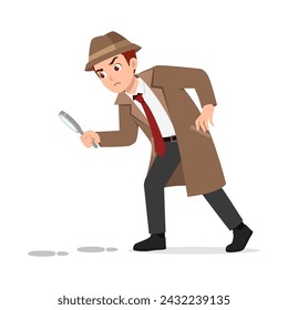 man wearing detective costume and holding magnifying glass