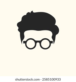 Man wearing eyeglasses abstract minimalist vector icon. Haircut and glasses. Faceless portrait of a male face in eyeglasses