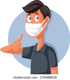 Man Wearing Face Mask Doing OK Sign. Optimistic person staying safe in pandemic outbreak
