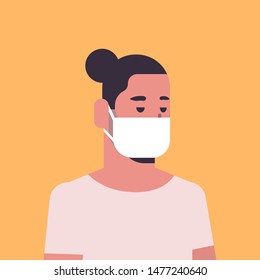 man wearing face mask environmental industrial smog dust toxic air pollution and virus protection concept male cartoon character portrait flat