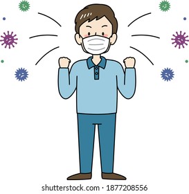 Man wearing face mask for preventing infection