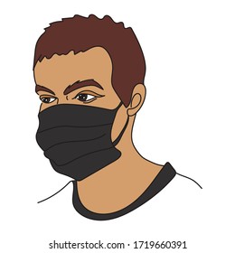 Man wearing face mask to protection disease Coronavirus. Corona Virus 2020 COVID-19. Young male character. Vector illustration. Flat and Comic style. No Infection and Stop syndrome Coronavirus. Wuhan