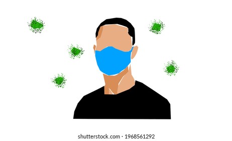 man wearing a face mask. protection against virus